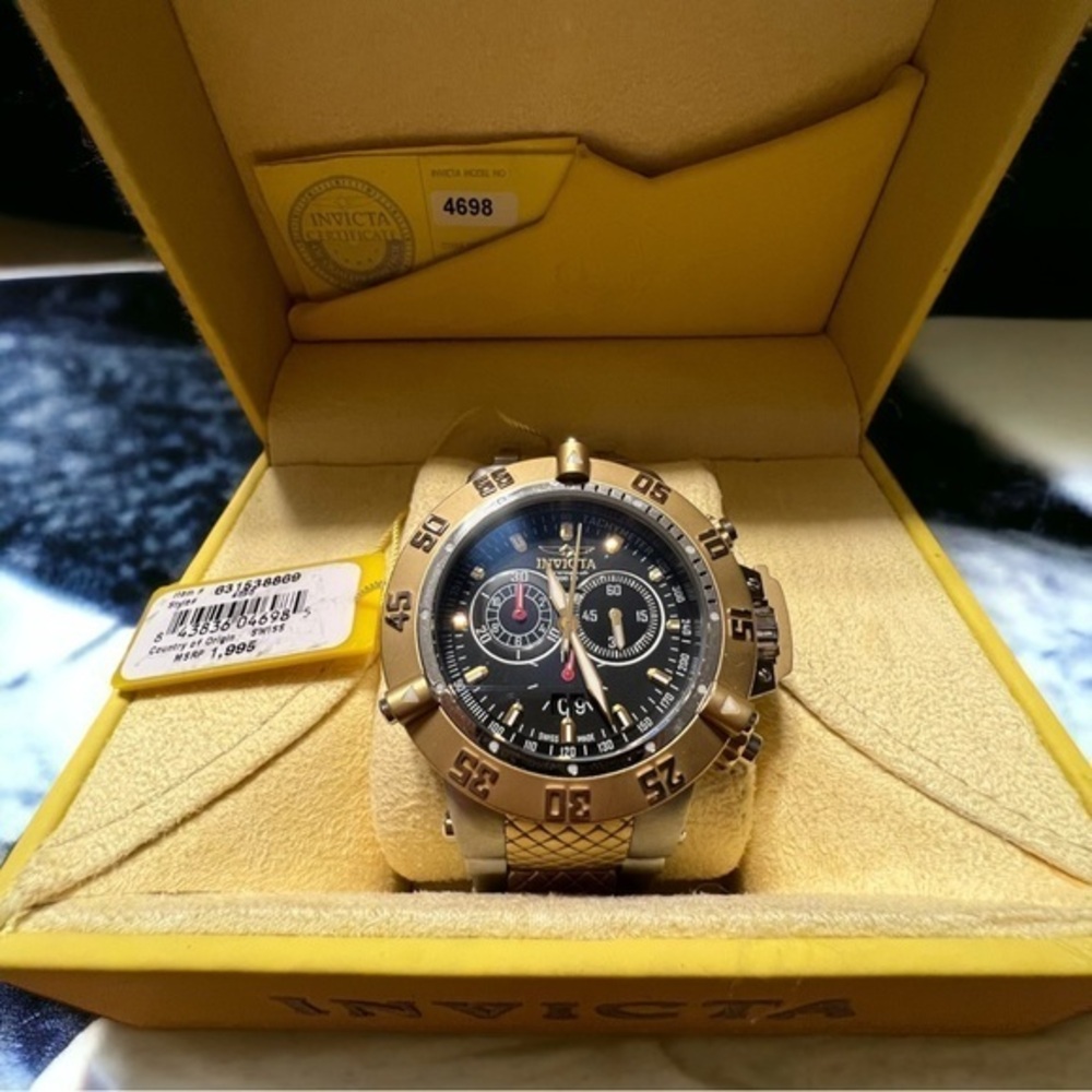 NWT Invicta 4698 Men's Subaqua NOMA Gold Plated Chronographs Watch